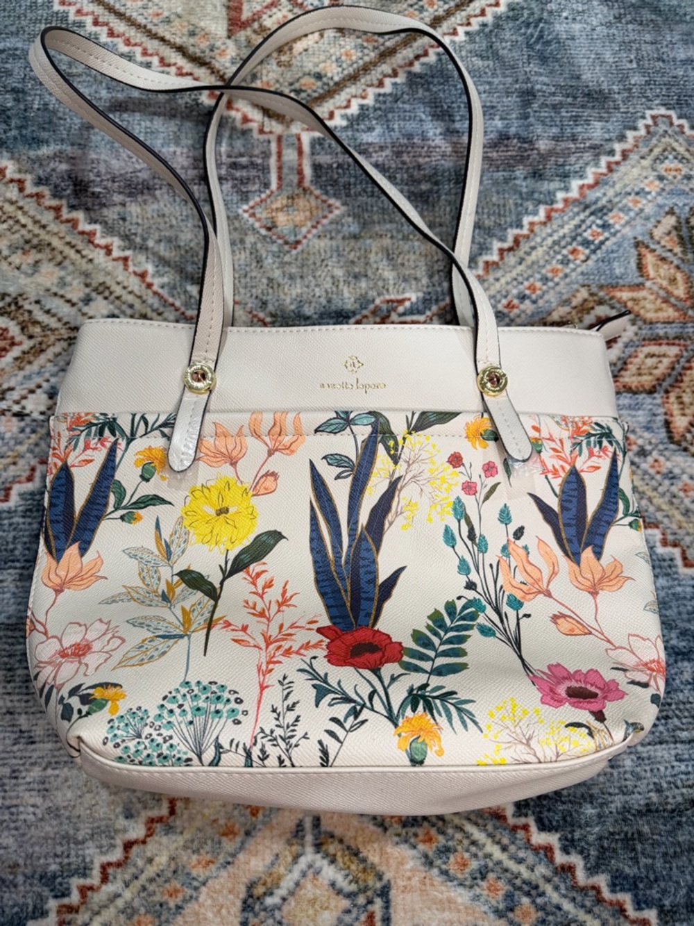 Nanette Lepore Cream Floral Shoulder Bag with Multicolor Bloomsβ